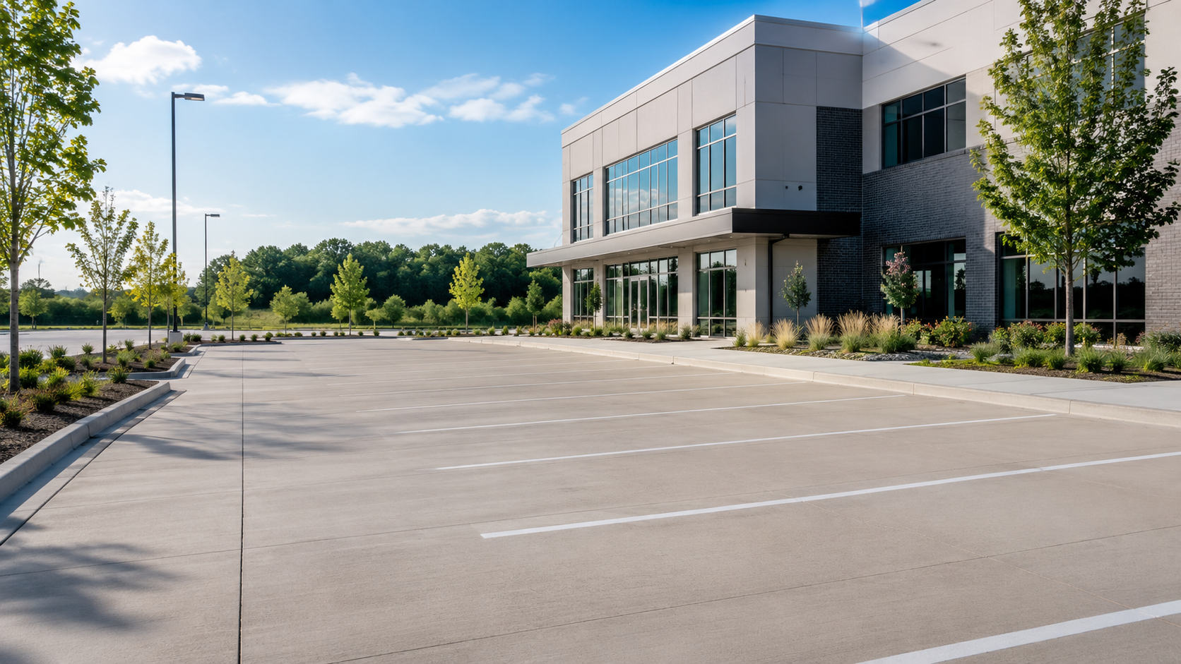 Commercial concrete parking lot installation, Kansas City